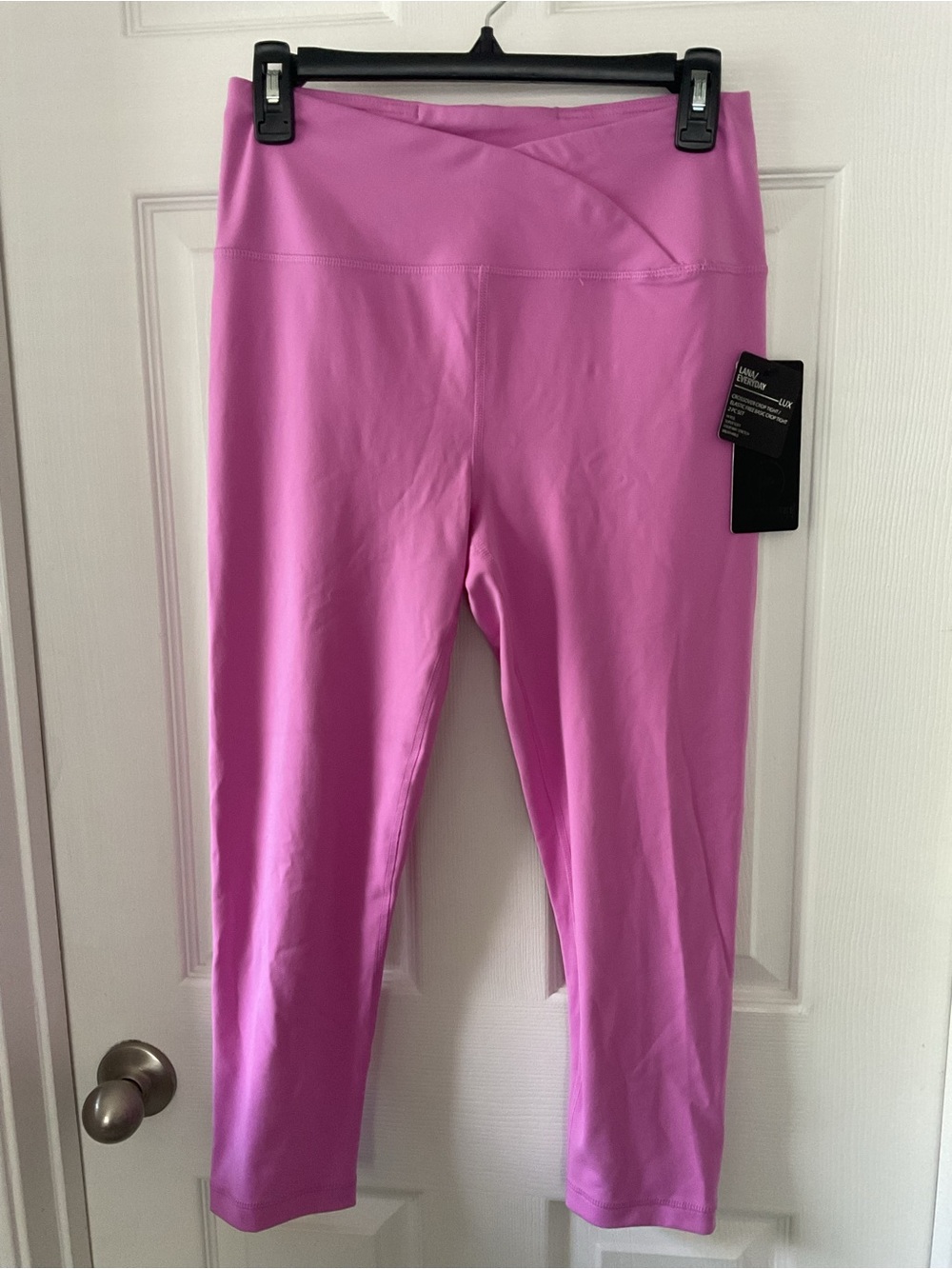 90 Degree By Reflex Crossover High Waist Crop Leggings Pink Size M NWT - Picture 2 of 10
